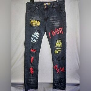 Demolition slim‎ straight men's jeans size W36 x L32
